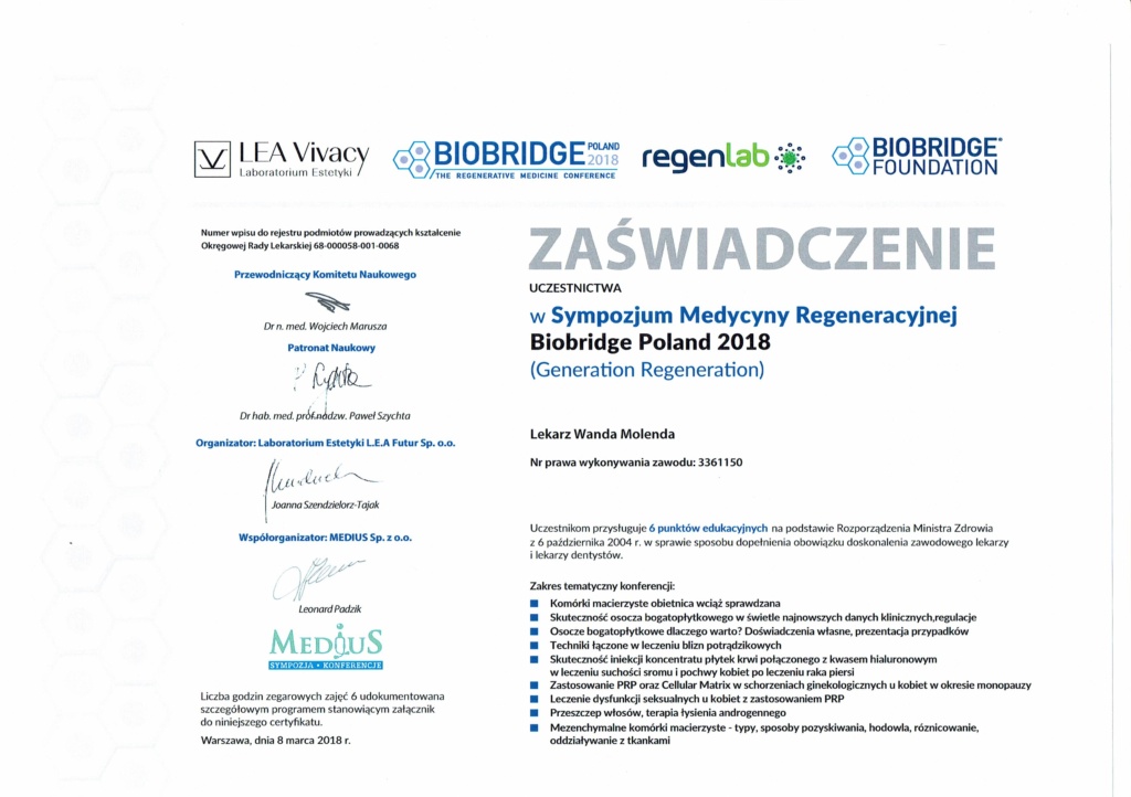 zaświadczenie sympozjum 2018